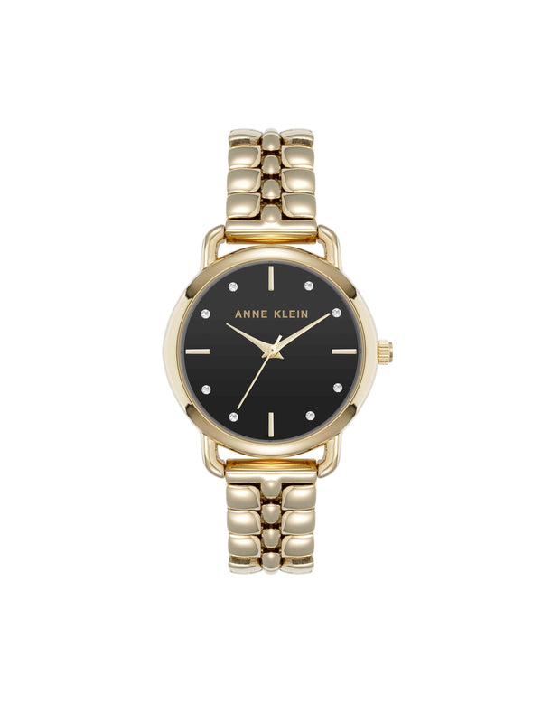 anne klein Signature Round Crystal Accented Dial Watch