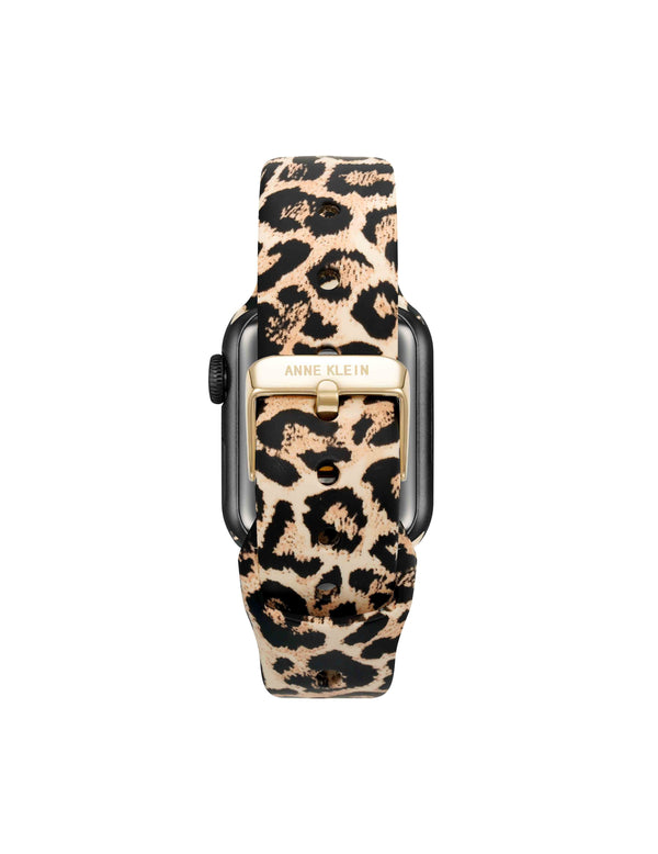 Anne Klein Silicone Band For Apple Watch® With Crystal Charms Leopard/Gold-Tone
