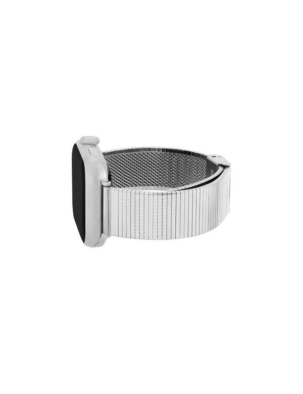 Anne Klein Sleek Stainless Steel Bar Link Band For Apple Watch® Silver-Tone