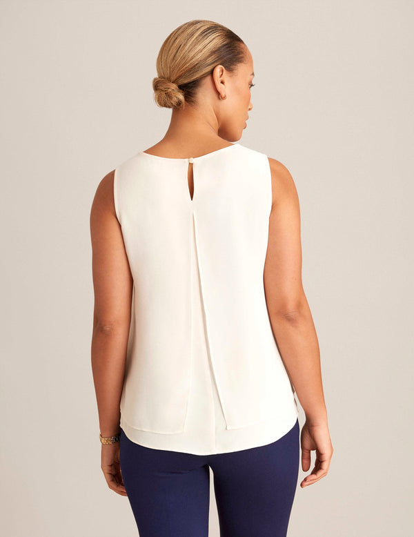 Anne Klein Sleeveless Double Layer Blouse Anne White