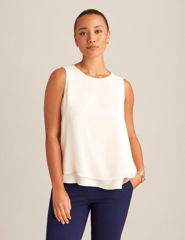 anne klein Sleeveless Double Layer Blouse Anne White