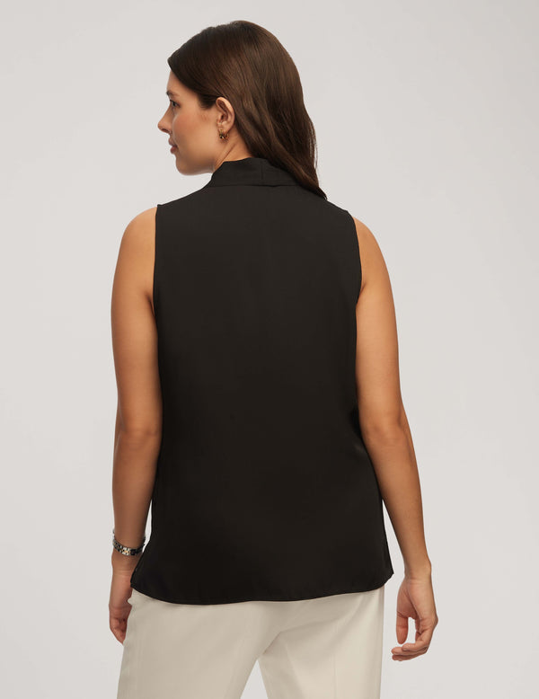 Anne Klein Sleeveless Pleated Shoulder Blouse Anne Black