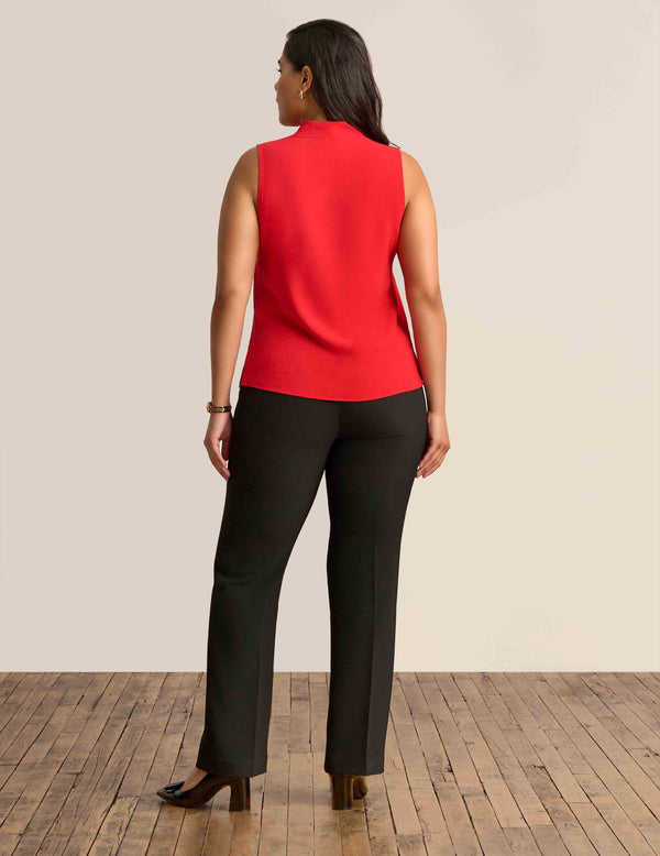 Anne Klein Sleeveless Pleated Shoulder Blouse Bright Crimson