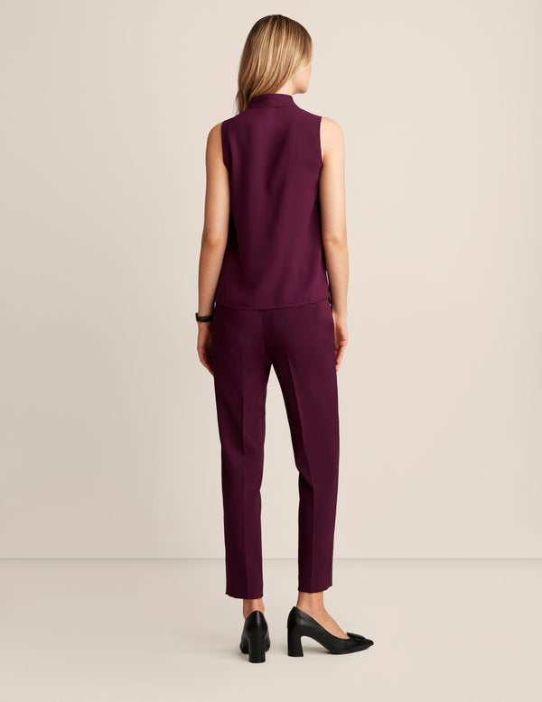 Anne Klein Sleeveless Pleated Shoulder Blouse Deep Plum