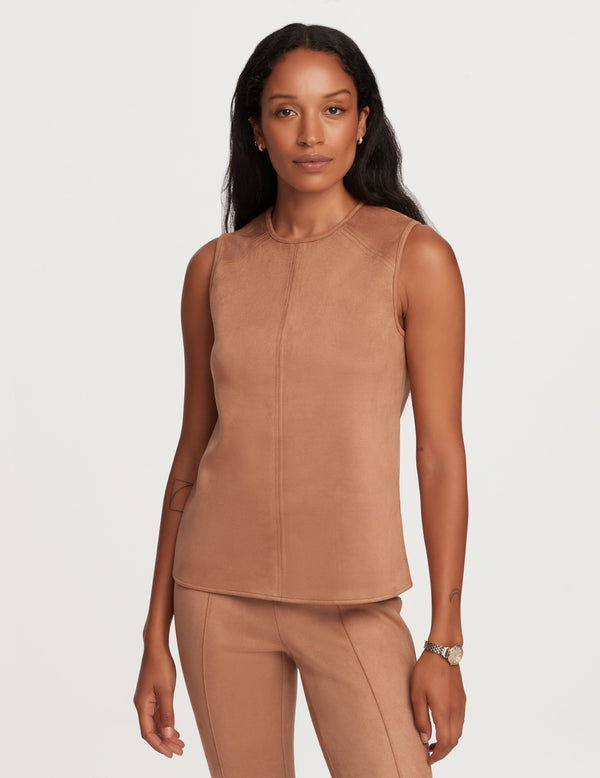 Anne Klein Sleeveless Shell With Topstitching- Sale Vicuna