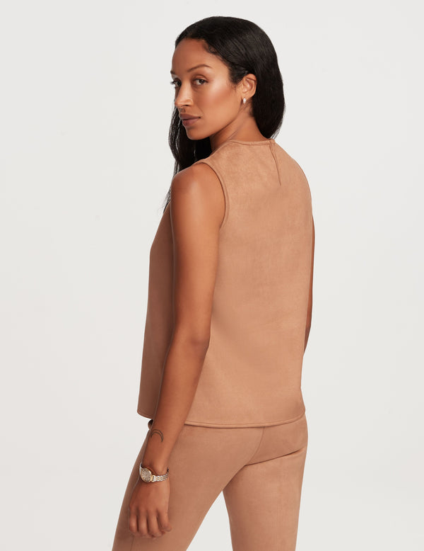 Anne Klein Sleeveless Shell With Topstitching- Sale Vicuna