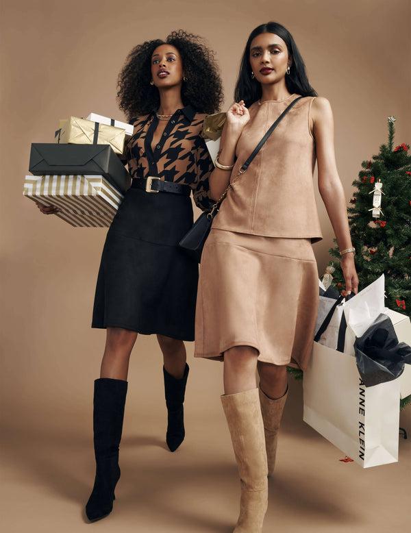 anne klein Sleeveless Shell With Topstitching- Sale Vicuna