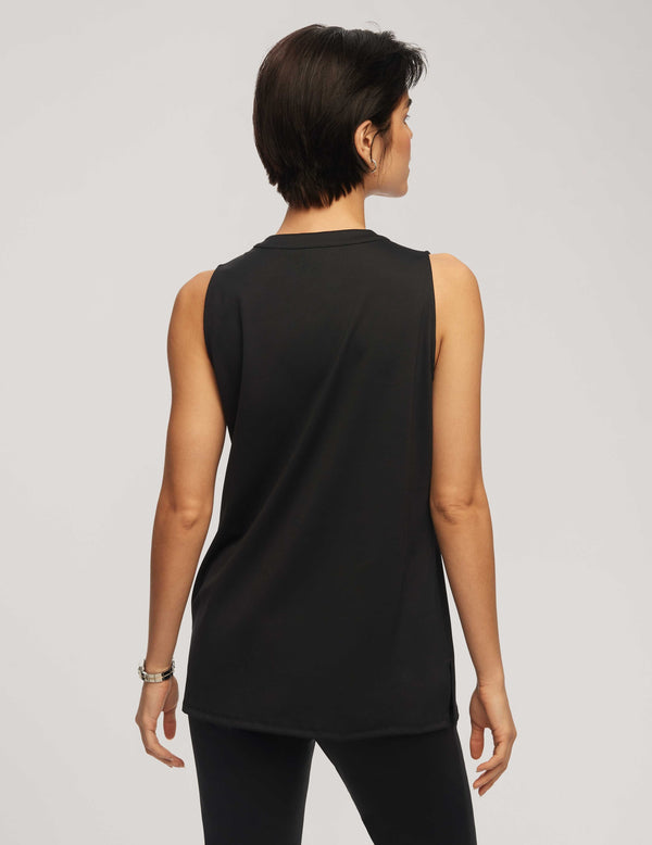 Anne Klein Sleeveless Split Neck Anne Deluxe Tank- Sale Anne Black
