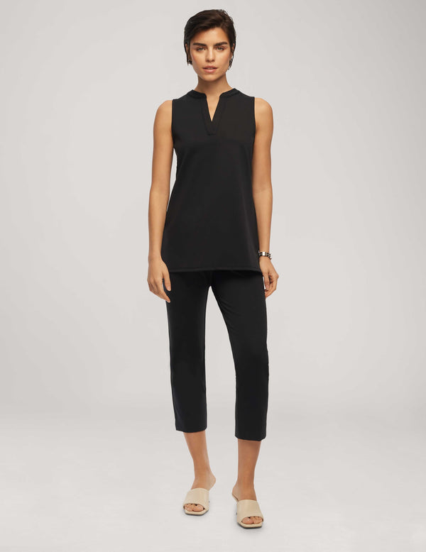 Anne Klein Sleeveless Split Neck Anne Deluxe Tank- Sale Anne Black