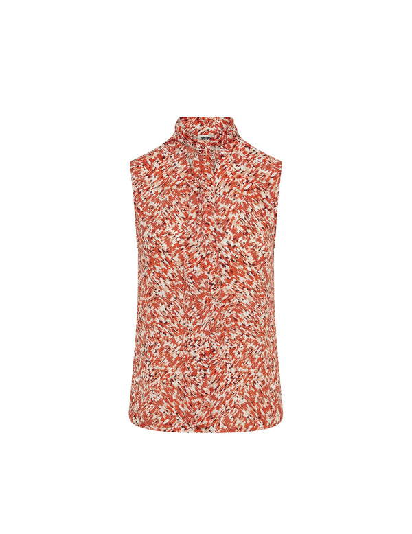 Anne Klein Sleeveless Tie Neck Blouse- Sale Orange Spice Combo