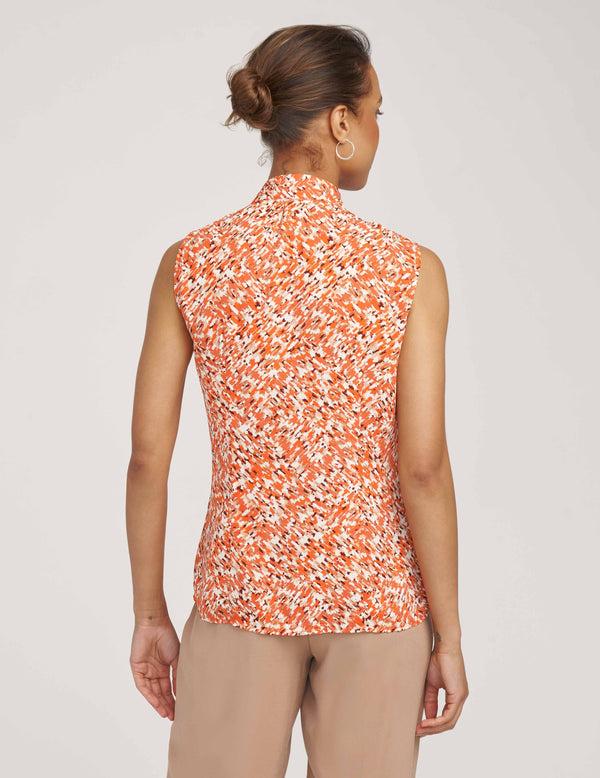 Anne Klein Sleeveless Tie Neck Blouse- Sale Orange Spice Combo