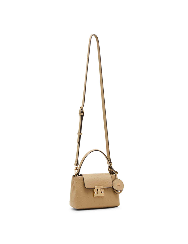 Anne Klein Small Pushlock Satchel With Mirror And Detachable Strap Brush
