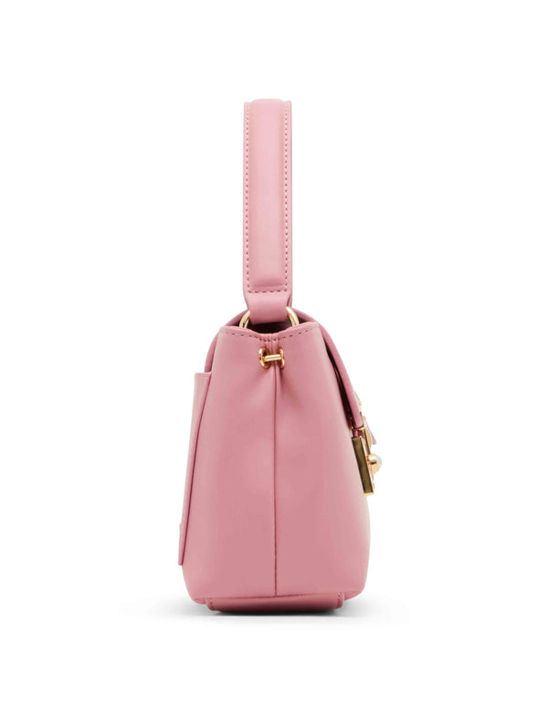 Anne Klein Small Pushlock Satchel With Mirror And Detachable Strap French Mauve