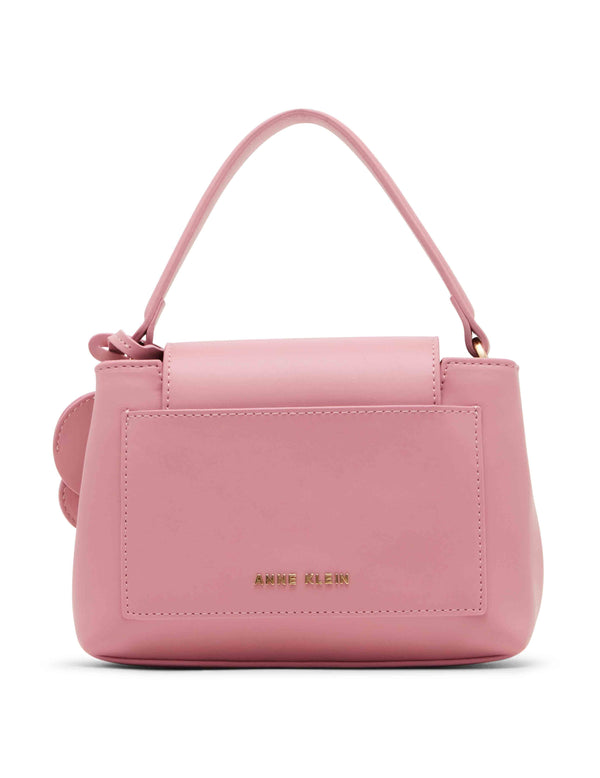 Anne Klein Small Pushlock Satchel With Mirror And Detachable Strap French Mauve