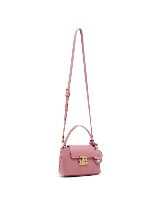 Anne Klein Small Pushlock Satchel With Mirror And Detachable Strap French Mauve