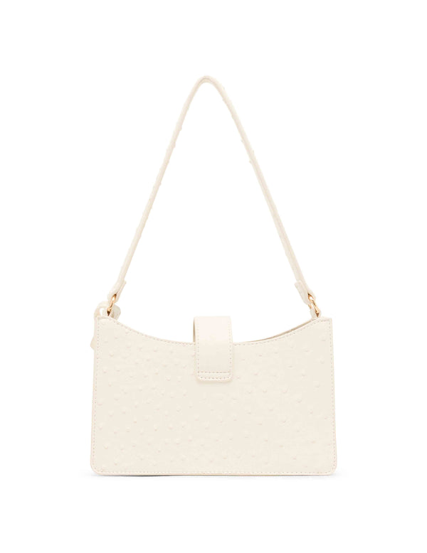 Anne Klein Small Pushlock Shoulder Bag With Mirror And Detachable Strap Vanilla Latte