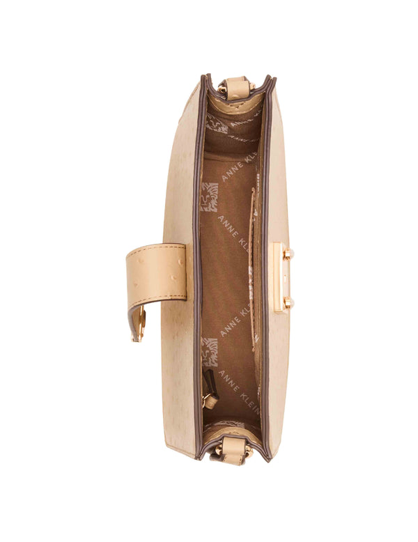 Anne Klein Small Pushlock Shoulder Bag With Mirror And Detachable Strap Brush