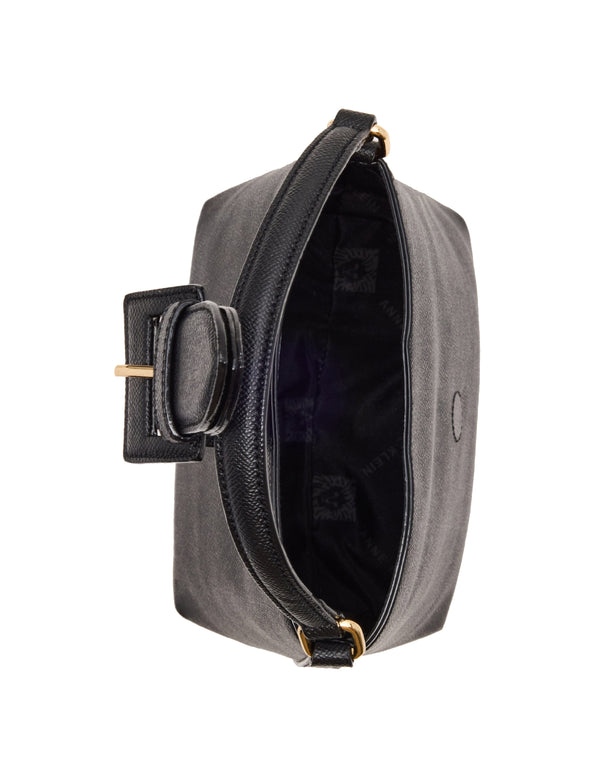 Anne Klein Small Sculpted Buckle Bucket With Convertible Strap Black