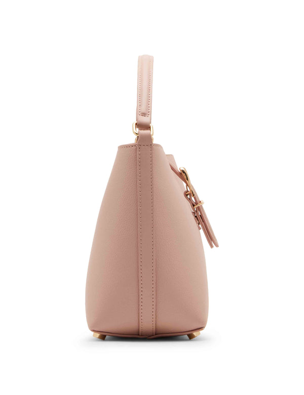 Anne Klein Small Sculpted Buckle Bucket With Convertible Strap Rosewater W/ Gold Hardware