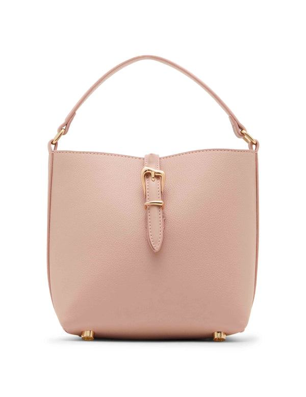 anne klein Small Sculpted Buckle Bucket with Convertible Strap Rosewater w/ Gold Hardware