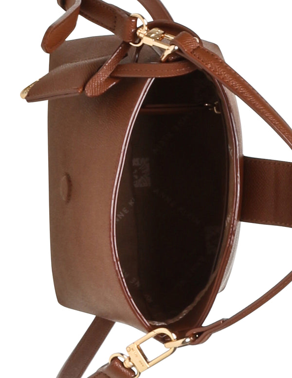 Anne Klein Small Sculpted Buckle Bucket With Convertible Strap Hazelnut