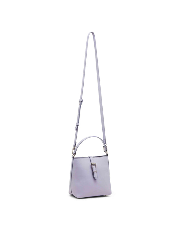 Anne Klein Small Sculpted Buckle Bucket With Convertible Strap Gentle Lavender W/ Silver Hardware
