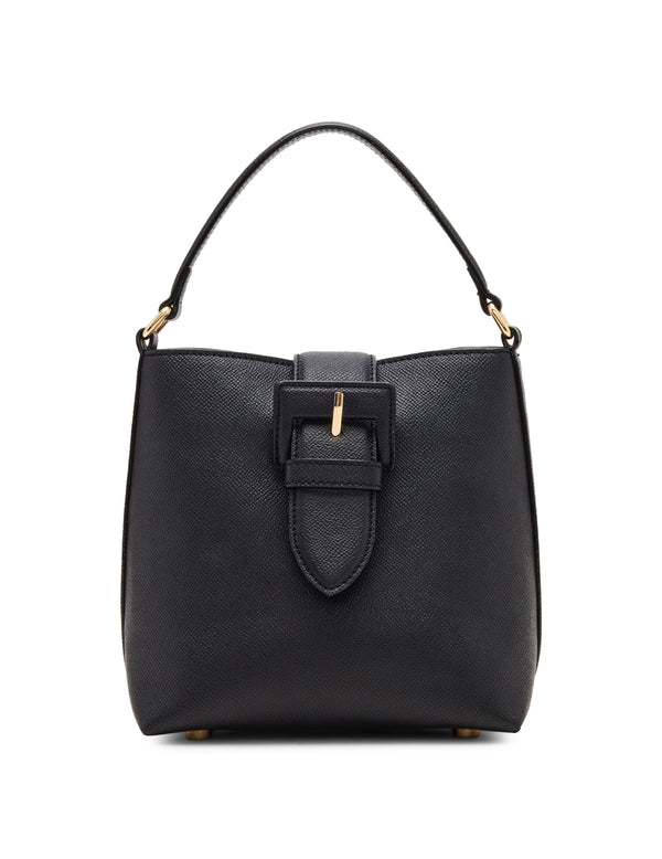 anne klein Small Sculpted Buckle Bucket with Convertible Strap Black