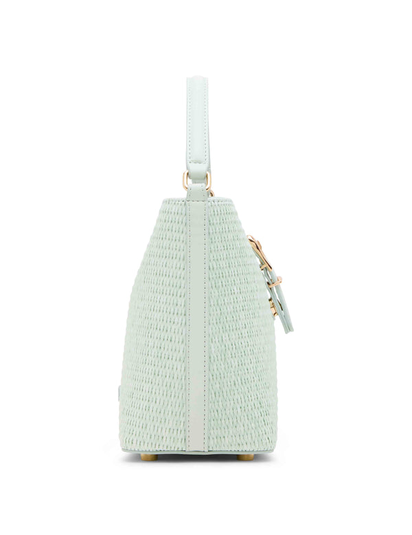 Anne Klein Small Straw Bucket With Detachable Strap Spring Jade/Spring Jade W/ Gold Hardware