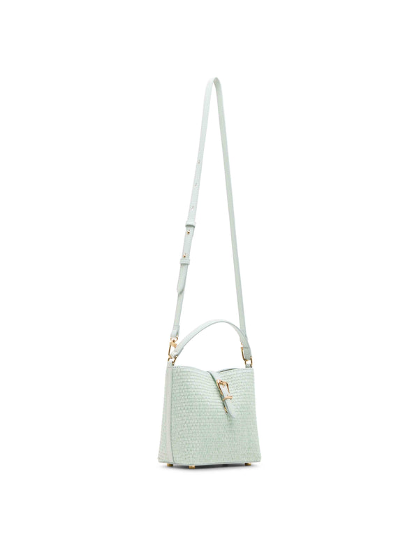 Anne Klein Small Straw Bucket With Detachable Strap Spring Jade/Spring Jade W/ Gold Hardware