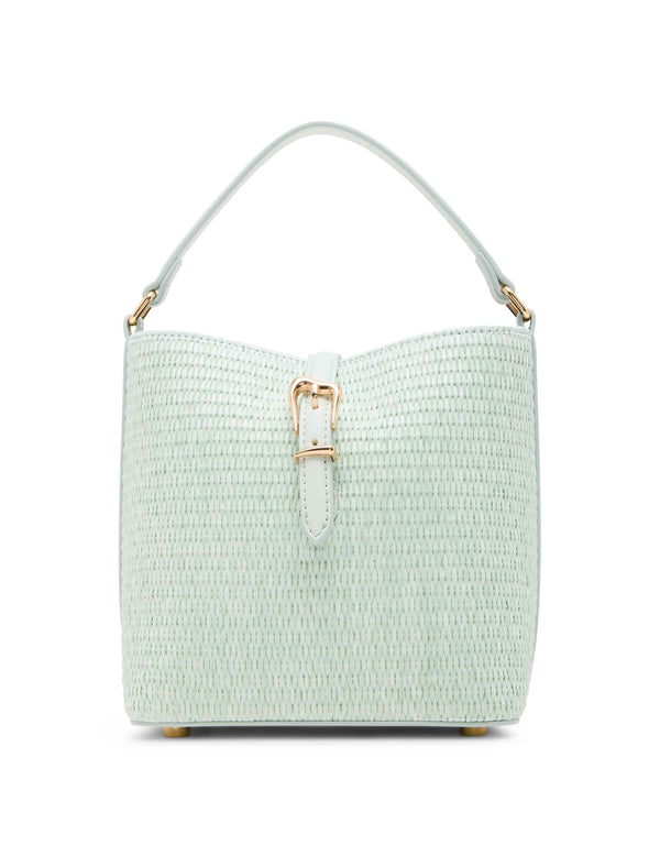 anne klein Small Straw Bucket with Detachable Strap Spring Jade/Spring Jade w/ Gold Hardware