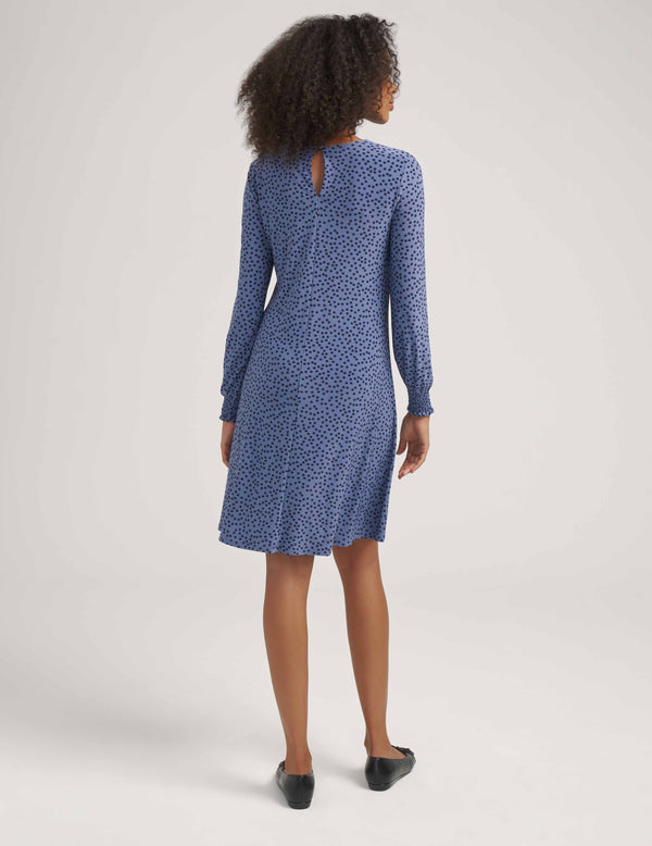 Anne Klein Smocked Sleeve Trapeze Dress- Sale Blue Jay/Anne Black