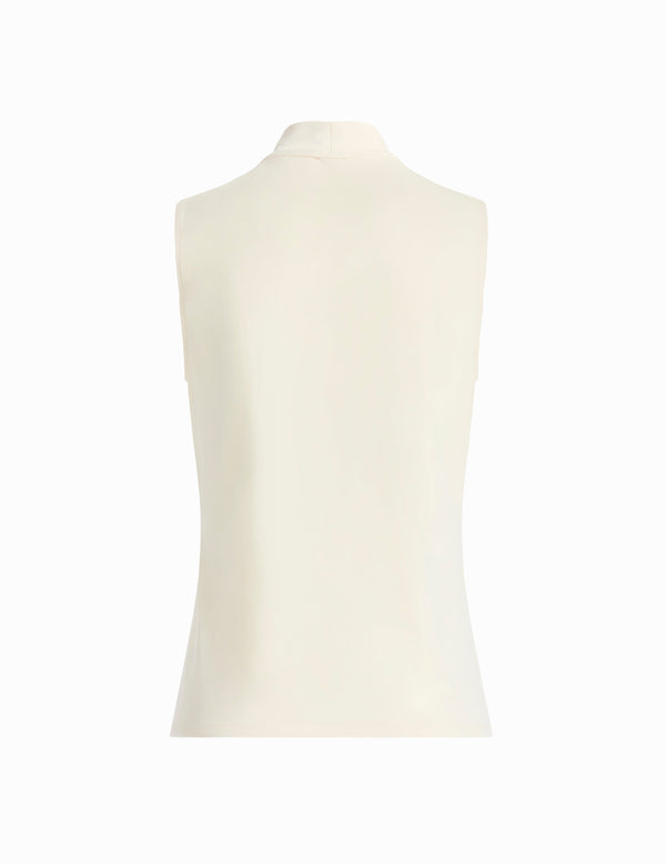 Anne Klein Solid Ity Shirred Surplice Top White Dove
