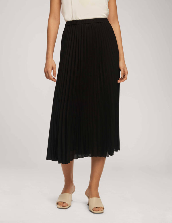 Anne Klein Solid Pull On Pleated Skirt- Sale Anne Black