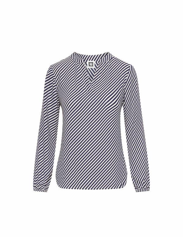 anne klein Split Neck High Low Blouse Distant Mountain/Anne White