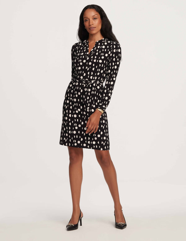 Anne Klein Split Neck Shirtdress- Sale Anne Black/Anne White