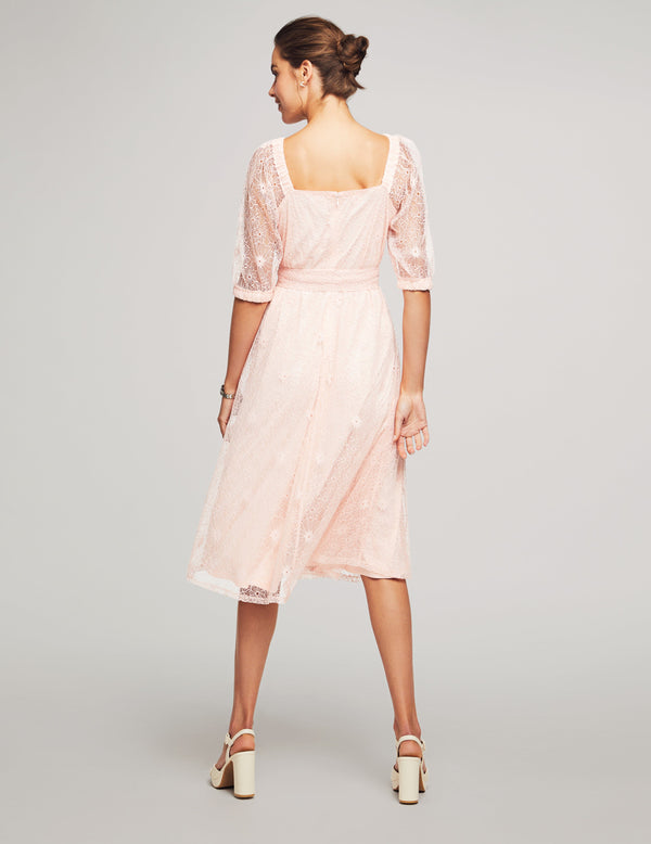 Anne Klein Square Neck Fit & Flare Dress Cherry Blossom