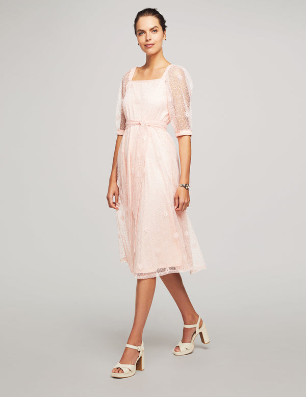 anne klein Square Neck Fit & Flare Dress Cherry Blossom