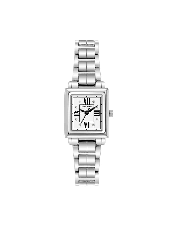 anne klein Square Watch With Premium Crystal Accents Silver-Tone
