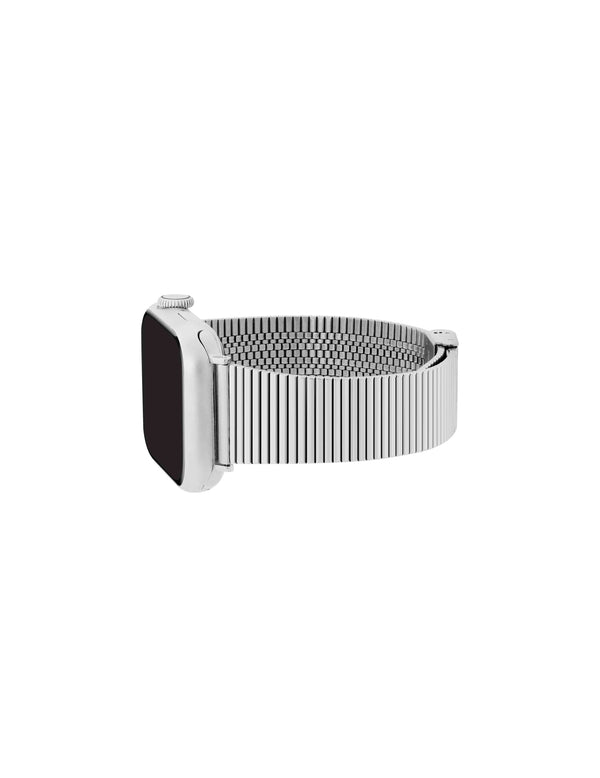 Anne Klein Stainless Steel Band With Sliding Buckle Closure For Apple Watch® Silver-Tone
