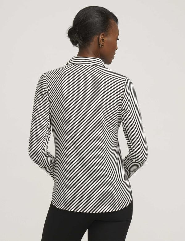 Anne Klein Stripe Blouse With Slit Cuffs Anne Black/Anne White