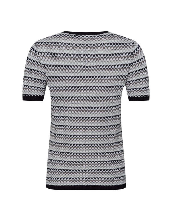 Anne Klein Stripe Stitch Sleeve Crew Neck Top Eucalyptus Multi