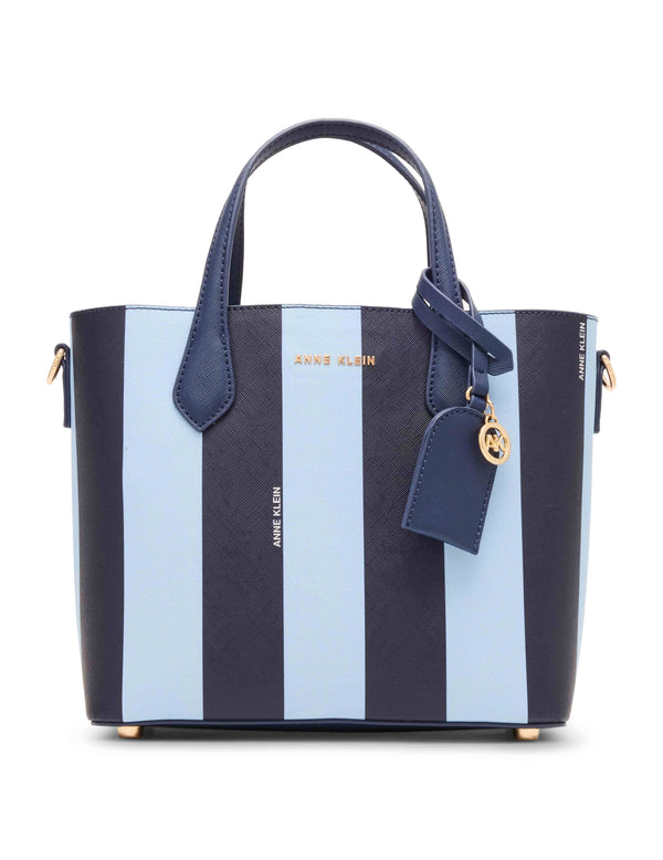 anne klein Striped Bonded Mini Tote with Convertible Strap