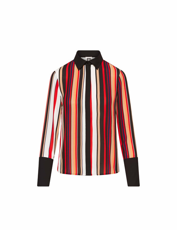 Anne Klein Striped Covered Placket Oxford- Sale Poppy Combo