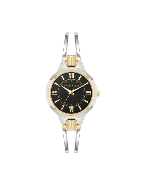 anne klein Tapered Open Bangle Watch Two-Tone/Black
