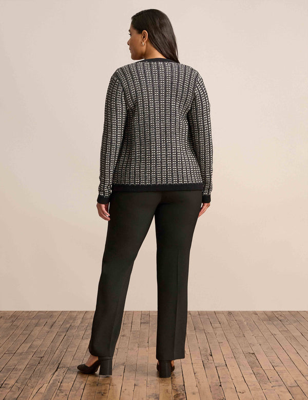 Anne Klein Texture Kissing Front Cardigan Anne Black/Anne White