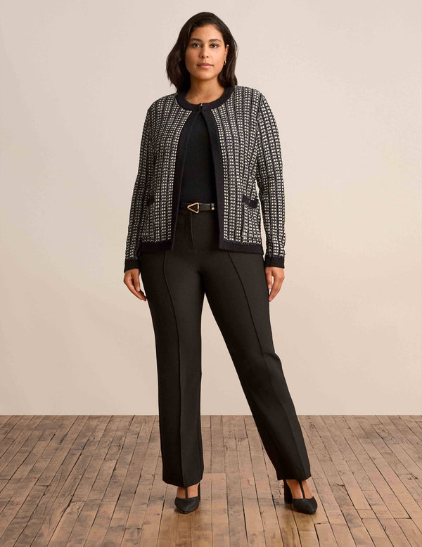 anne klein Texture Kissing Front Cardigan Anne Black/Anne White