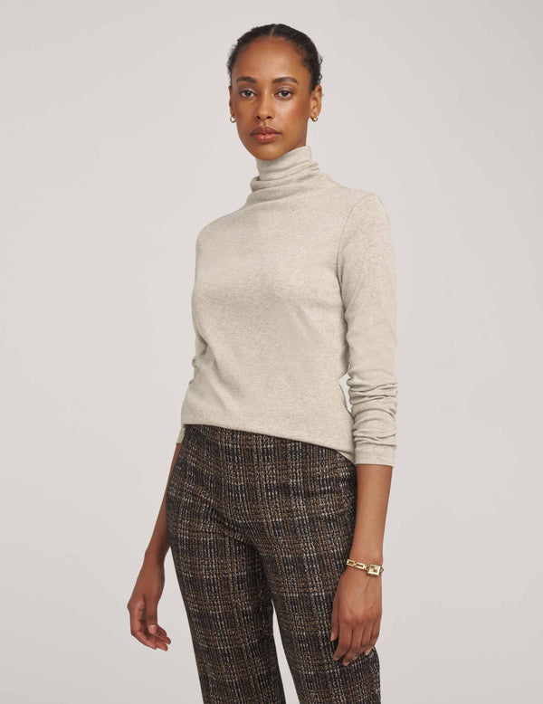 anne klein The Seamless Lurex Turtleneck- Sale Heather Grey/ Gold