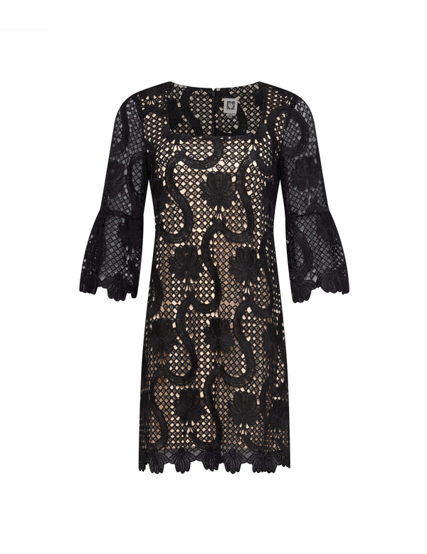 anne klein Three Quarter Bell Sleeve Shift Dress Anne Black