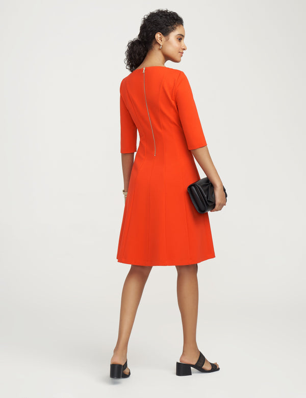 Anne Klein Three-Quarter Sleeve Fit And Flare Dress- Sale Poppy