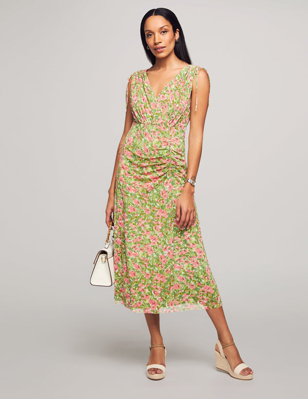 anne klein Tie Shoulder Surplice Midi Dress- Sale Sprout Multi
